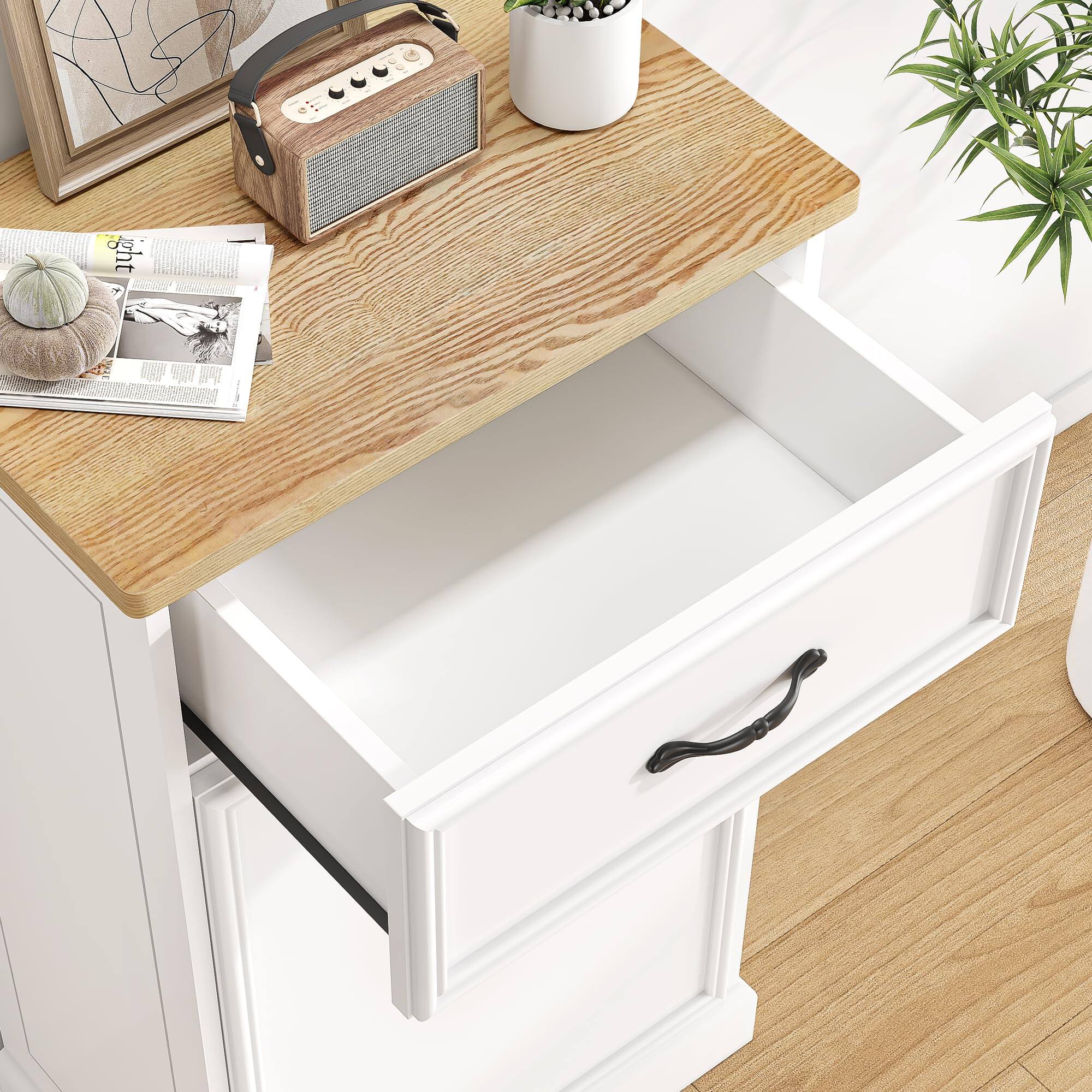 Alt View 3. Jojoka - Tilt-Out Trash Cabinet, 10 Gallon Hidden Garbage Bin Organizer with Storage Drawers - White.