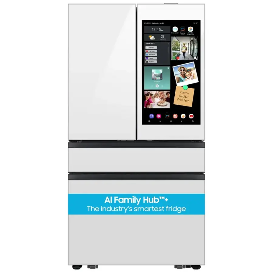 The text on the image reads: "Al Family Hub+ The industry's smartest fridge."