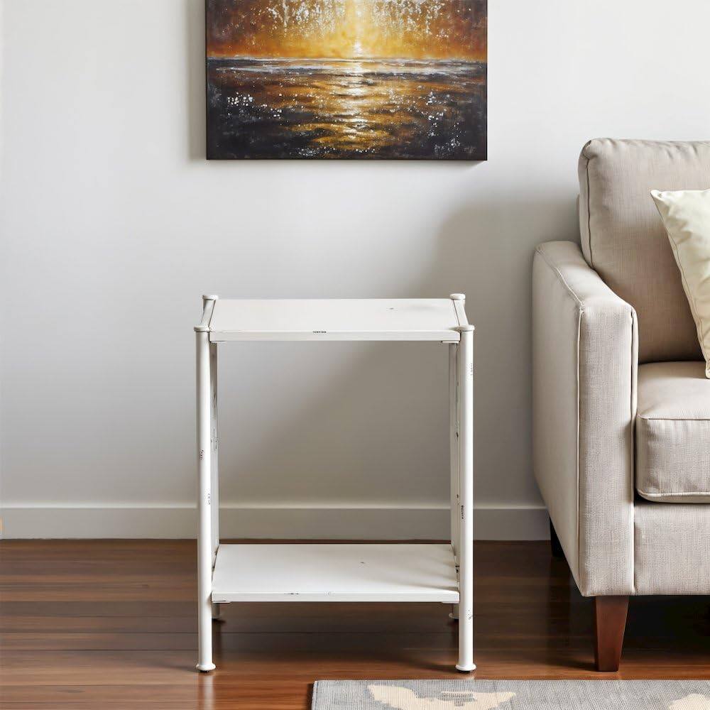 Alt View 1. Starlight Canyon Home - Metal Nightstand - Antique White, Small Metal Side Table for Bedroom - Black.