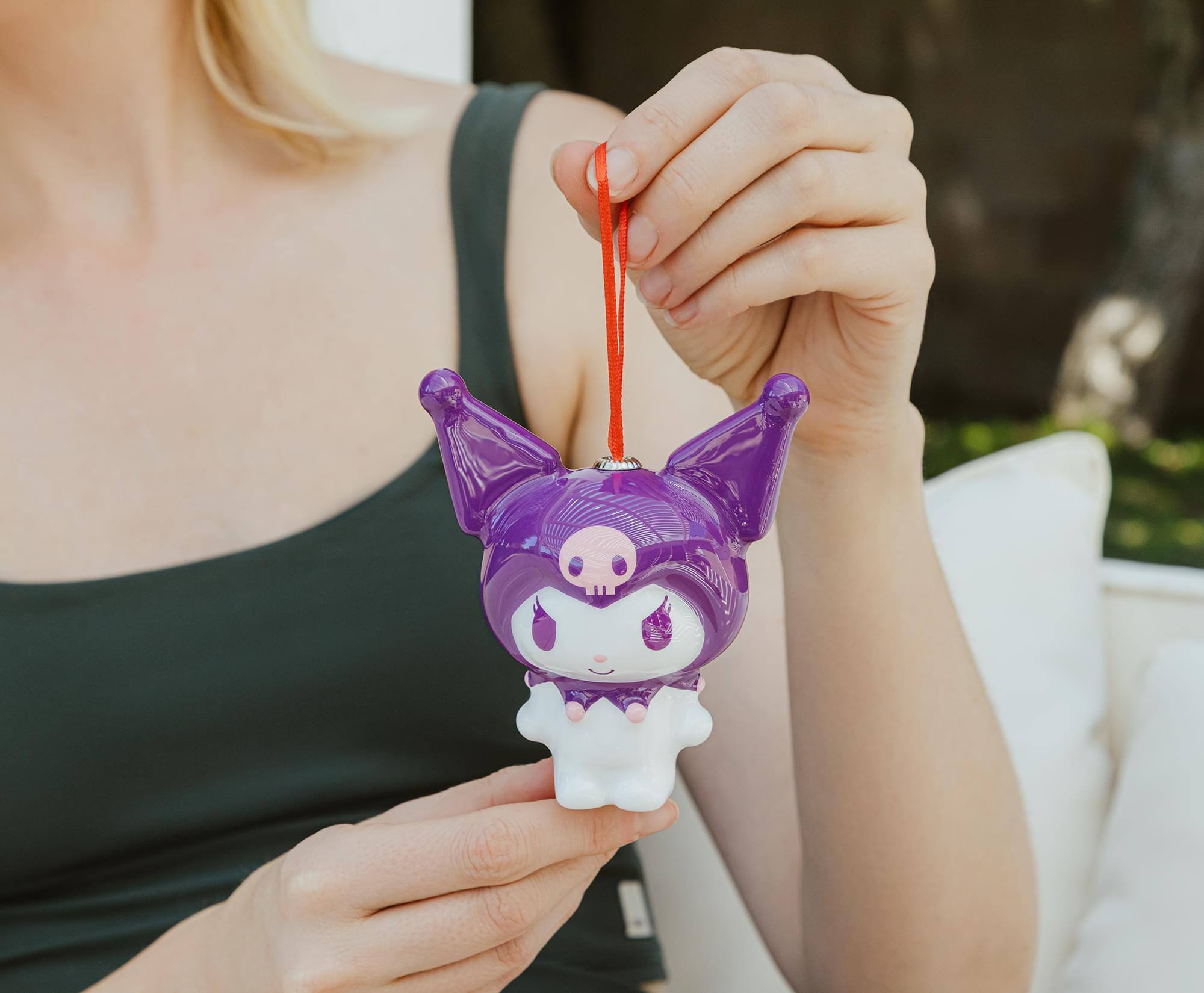 Alt View 2. Surreal Entertainment - Sanrio Kuromi 4-Inch Shatterproof Decoupage Ornament - Purple.