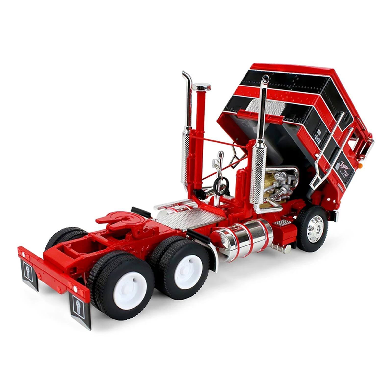 Alt View 1. First Gear - Kenworth K100 COE Flat Top and 45' Wilson Vintage Livestock Trailer Red with Black 1/64 Diecast Model by First Gear.