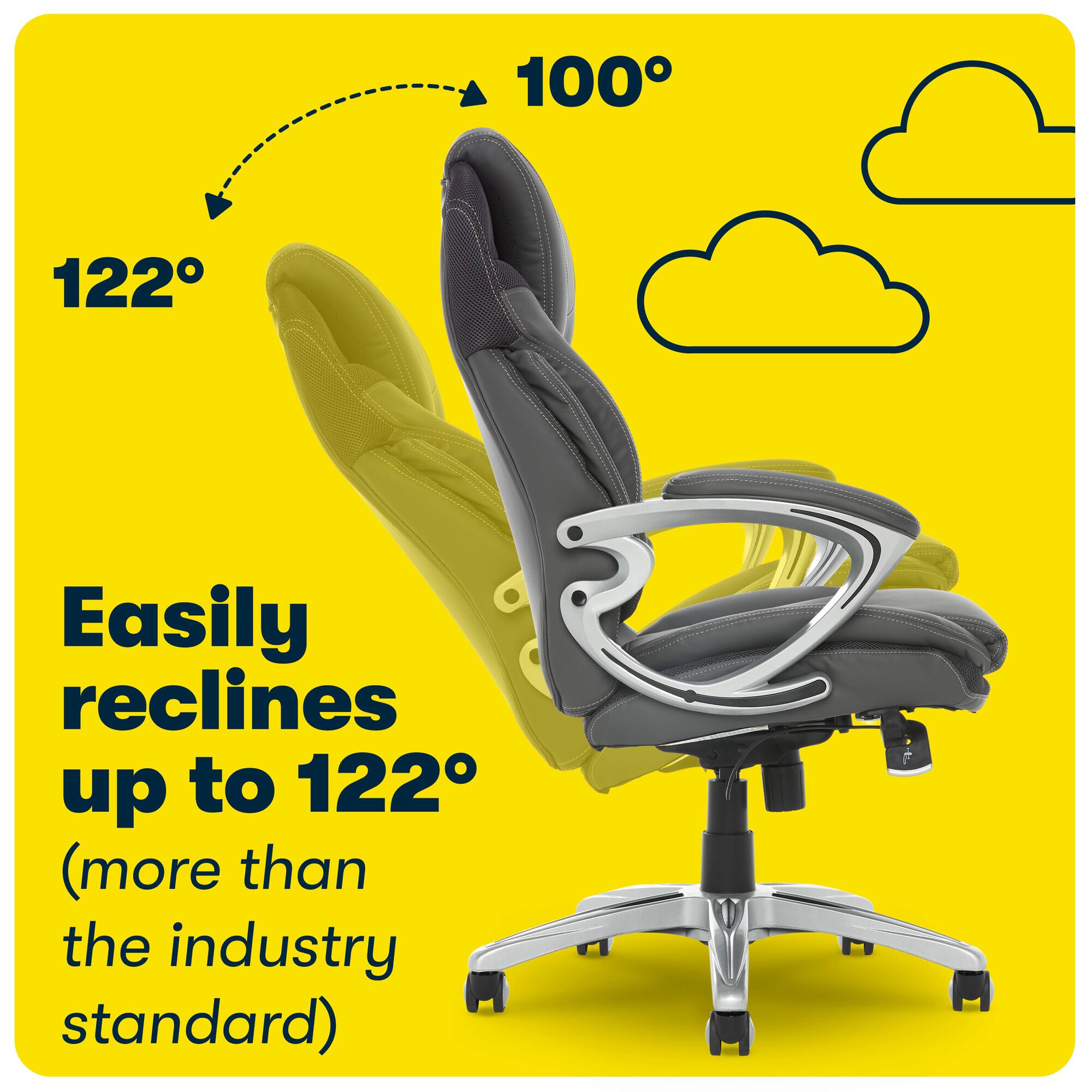 Alt View 17. Serta - Executive Office Chair with Serta Air Lumbar Support Padded Arms Reclining Leather Computer Chair for Home Office - Gray.