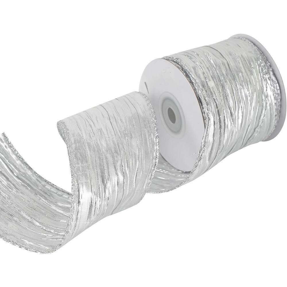 Schertz - Metallic Wired Ribbon, 2.5" Crinkle Trim, 10 Yards for Bow Making - Silver