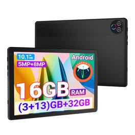Best Kits - BSETSKI-10.1" Android 15 Tablet - 16GB(3+13 Expand) RAM/32GB ROM - HD Screen, Stereo Audio, Lightweight Design - White - Black