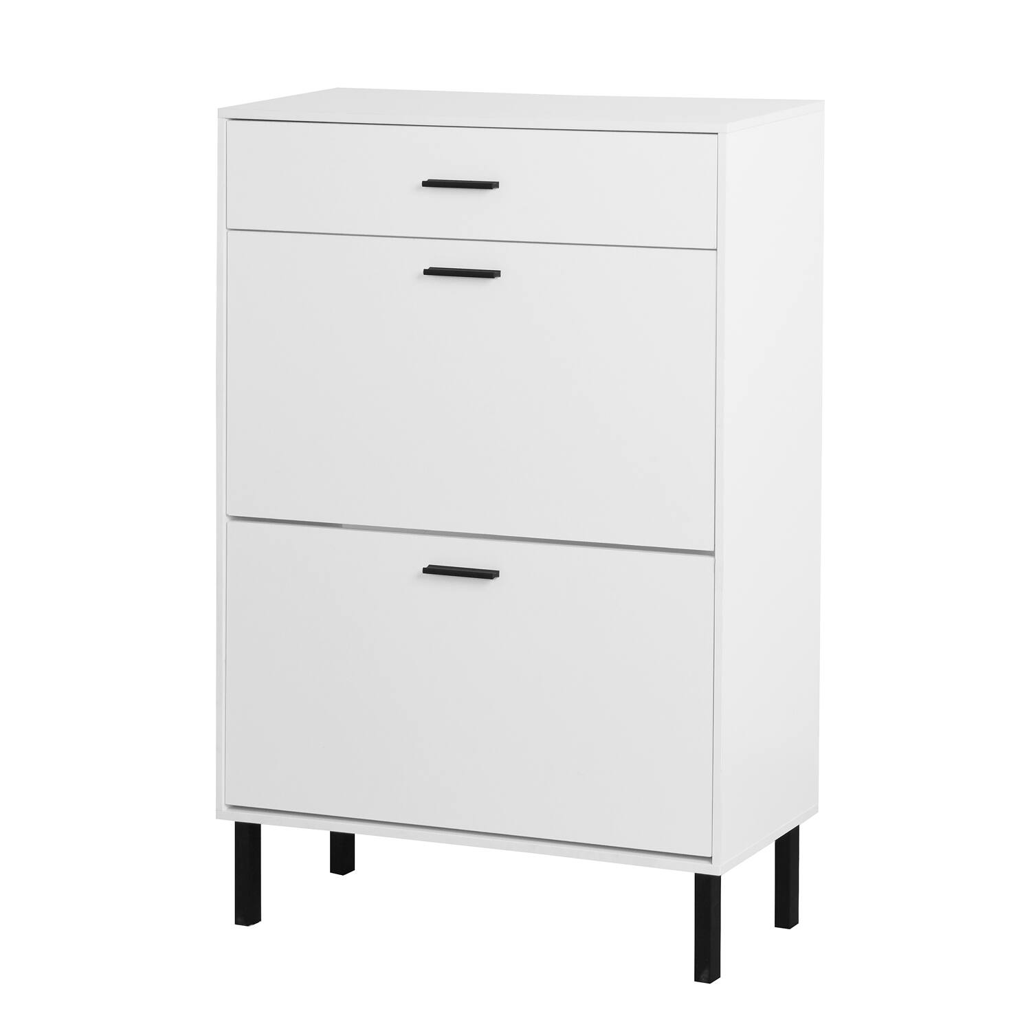 Front. Dexmalle - Dexmalle-Freestanding Flip Shoe Rack Storage Cabinet with Drawers-White - White.