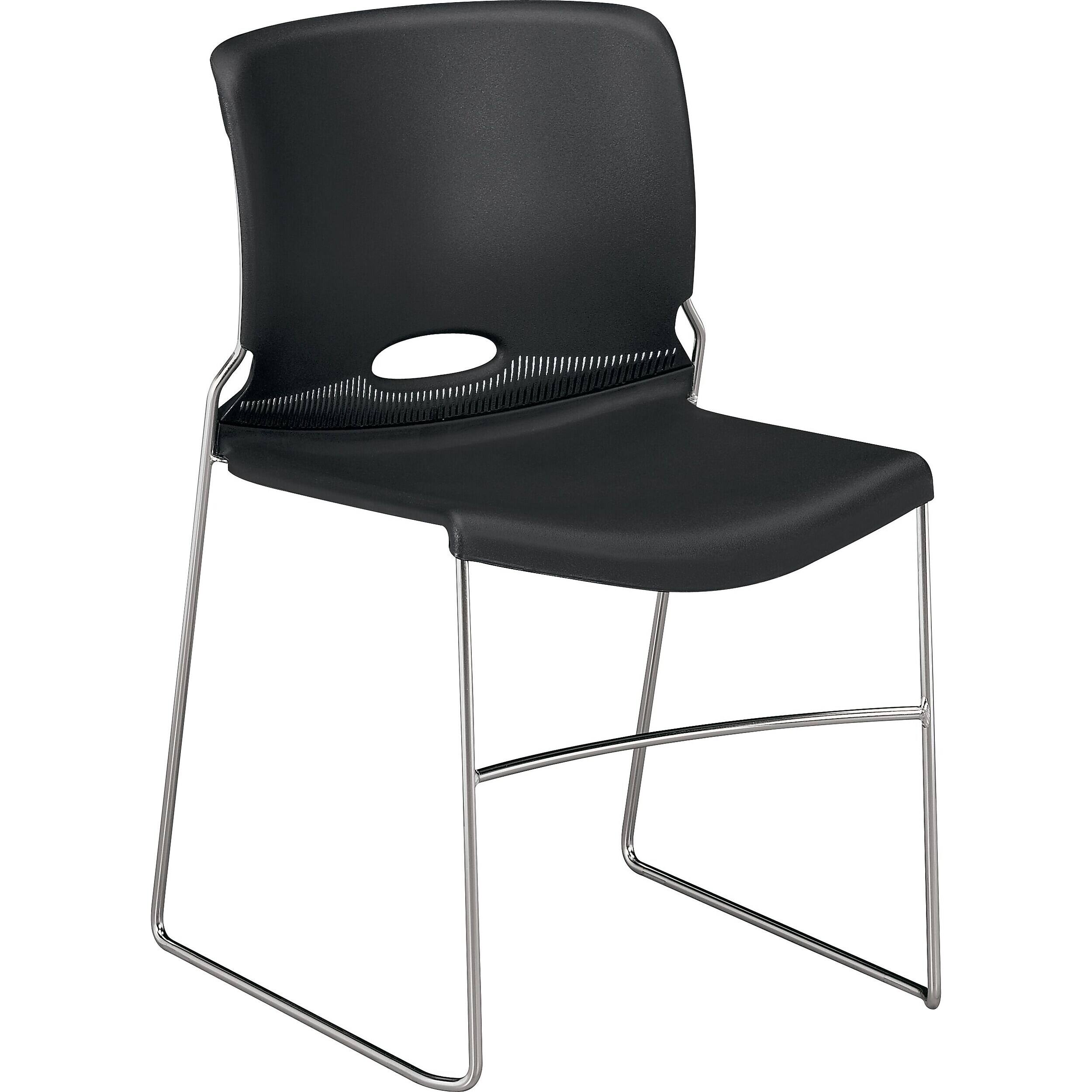 Front. HON - Olson High-Density Stacking Chair, Onyx Shell - Onyx.