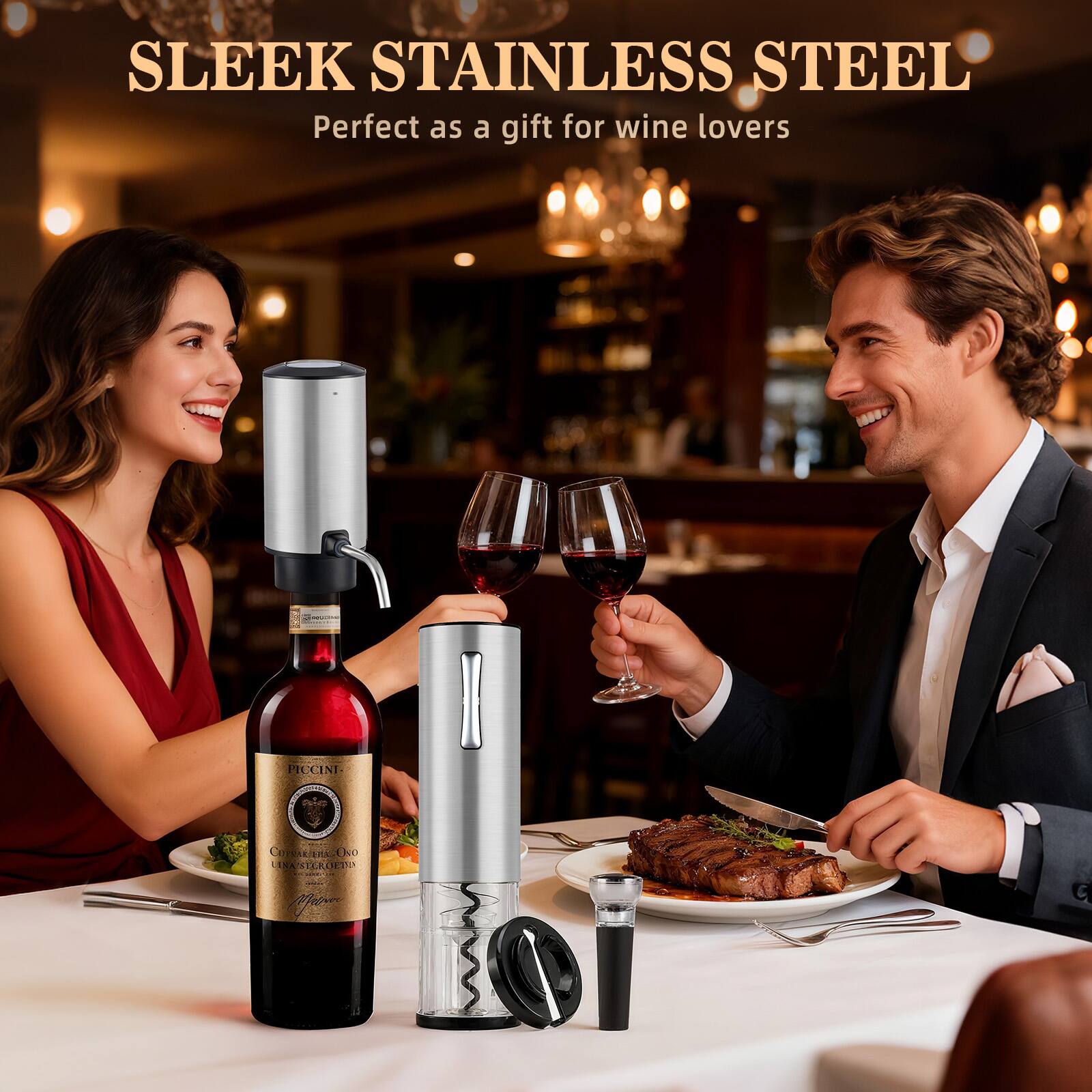 SLEEK STAINLESS STEEL  
Perfect as a gift for wine lovers