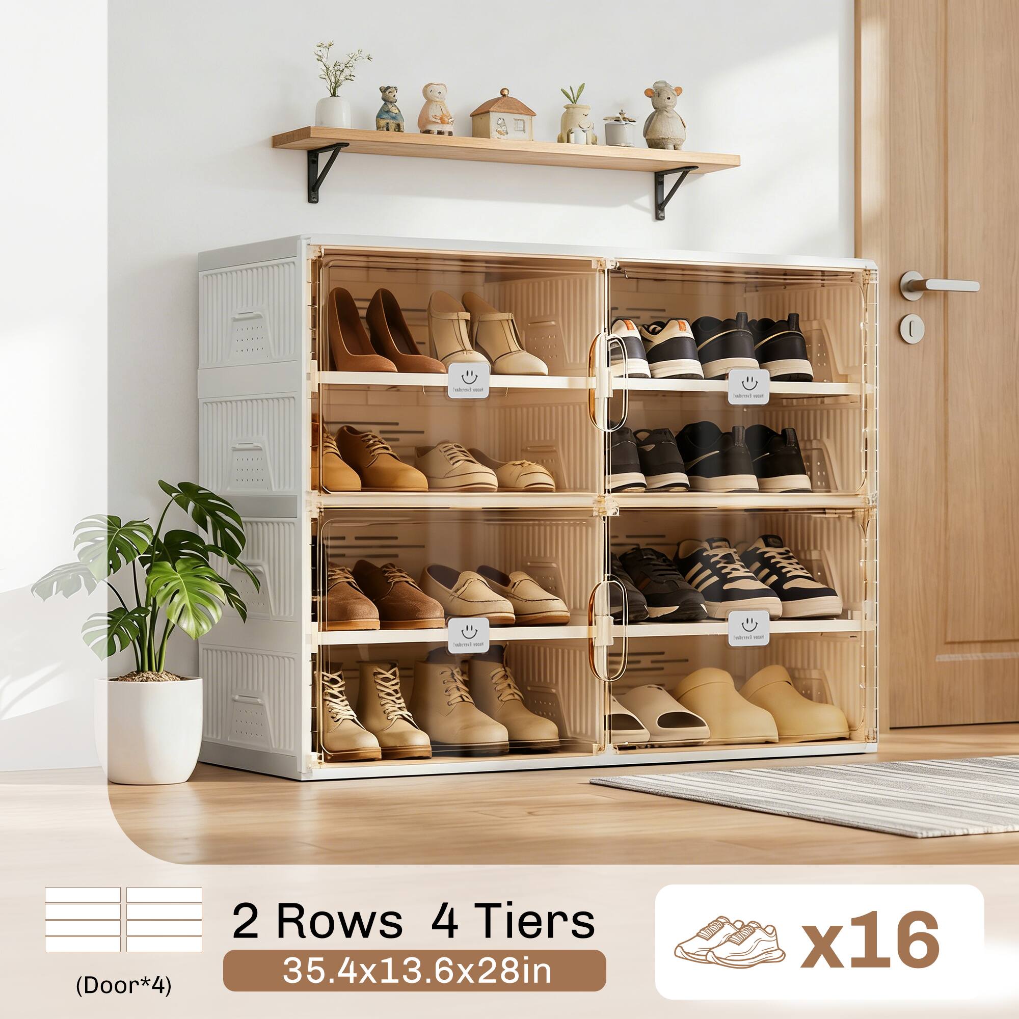 I - (Door*4)  
2 Rows 4 Tiers  
35.4x13.6x28in  
x16