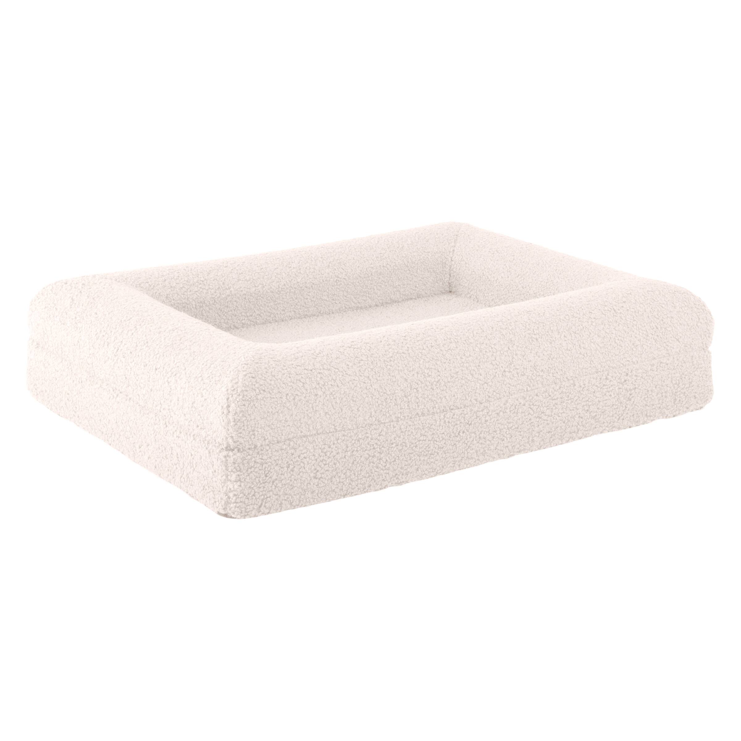 Back. PetMaker - 26in Small Dog Bed with Bolster - Cream.
