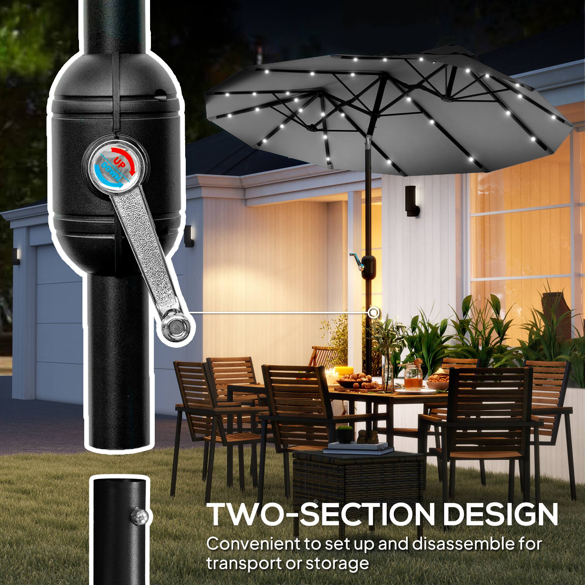 NWOO UP

TWO-SECTION DESIGN
Convenient to set up and disassemble for transport or storage