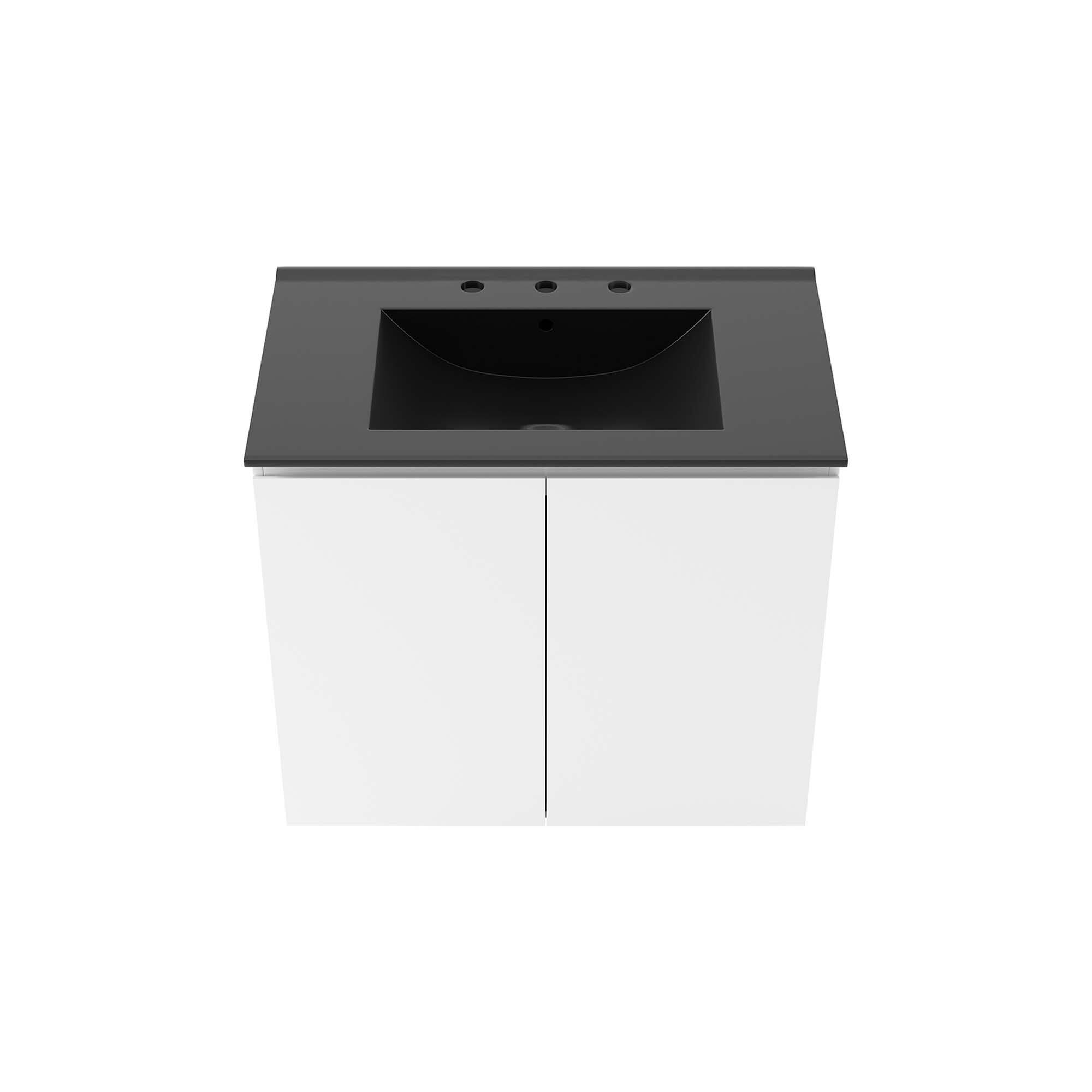 Alt View 4. Modway - Bryn Wall-Mount Bathroom Vanity Basin Included - White Black.