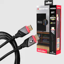 Monster - 6ft LED Light UHD HDMI Cable - Red