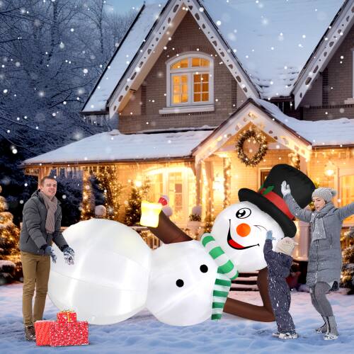 Alt View 6. Winado - Christmas Lying Snowman Decorations 10 FT Inflatable with Lights for Outdoor Holiday - White.