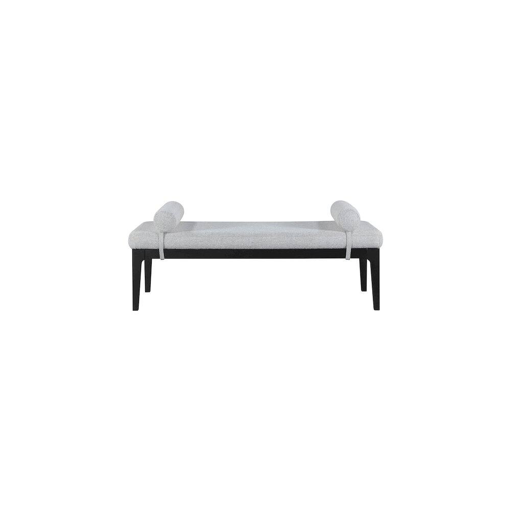 Alt View 2. Meridian Furniture - Priscilla Grey Linen Textured Fabric Bench - Grey.
