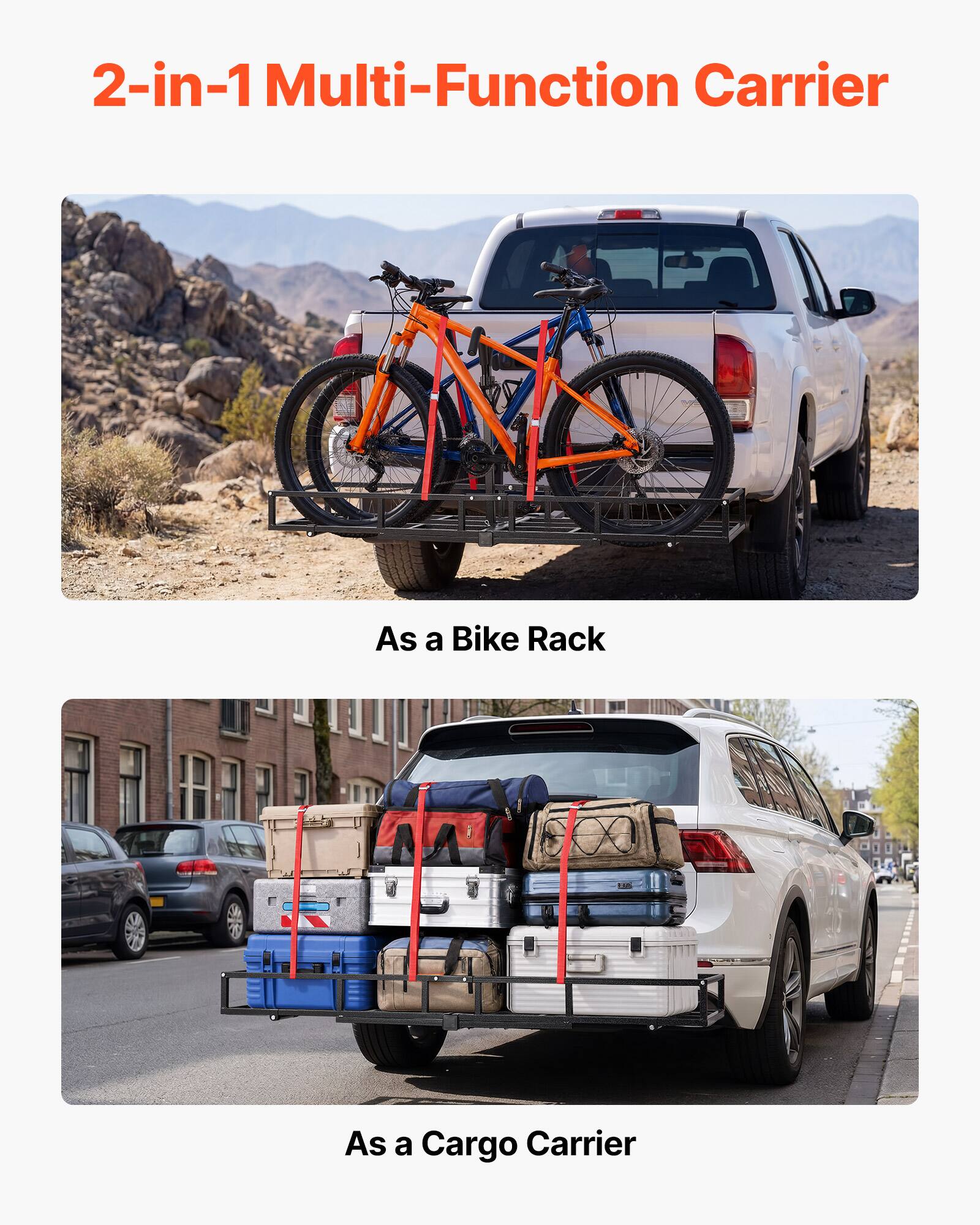 2-in-1 Multi-Function Carrier

As a Bike Rack

As a Cargo Carrier