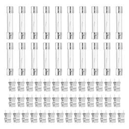 Unique Bargains - Glass Tube Fuses, 6x30mm 10A 250V Slow Fast Blow Glass Cartridge Tube Fuse with 40pcs Safety Clip 20pcs