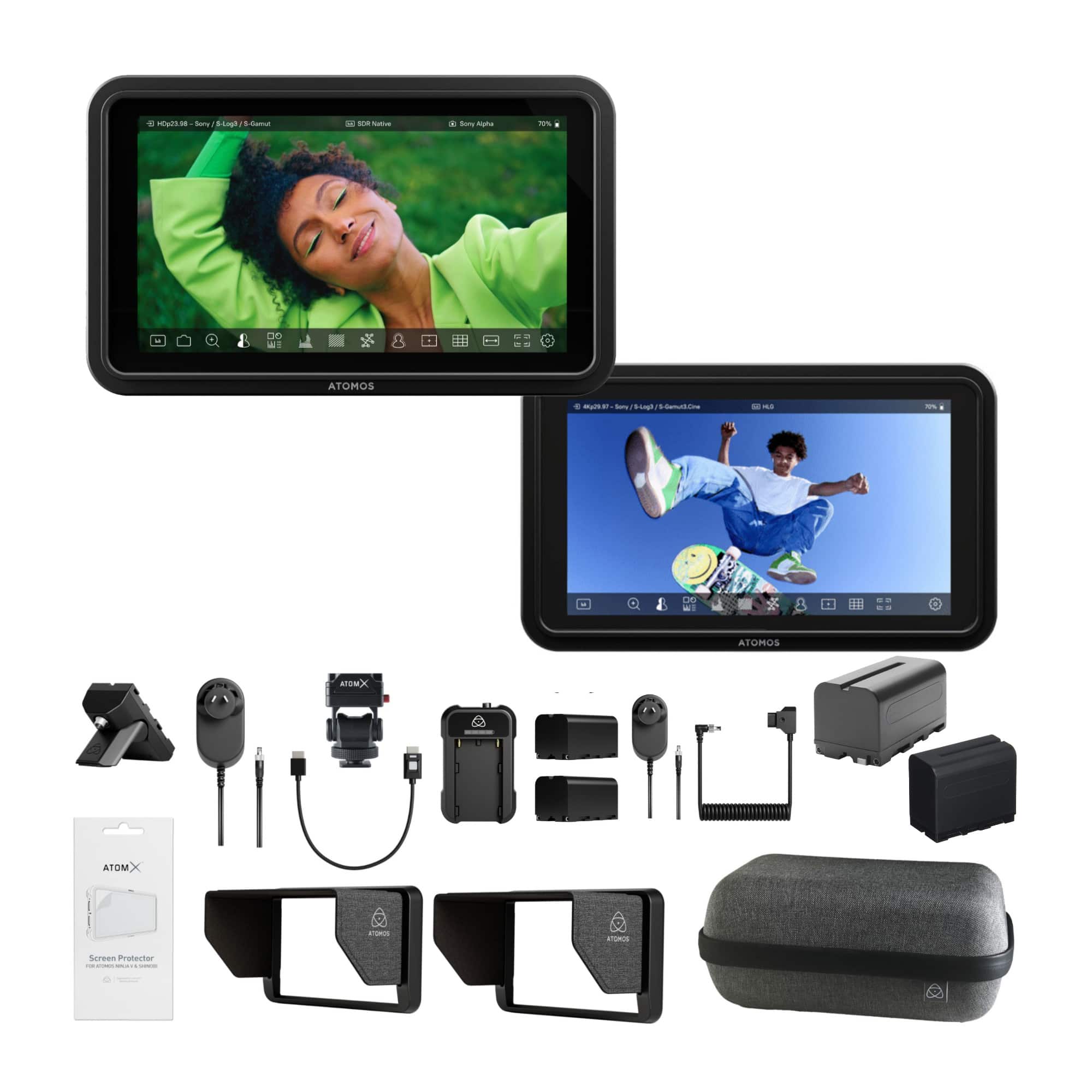 Atomos - Shinobi GO and Shinobi II Monitors with Battery, Sunhood and Creator Kit