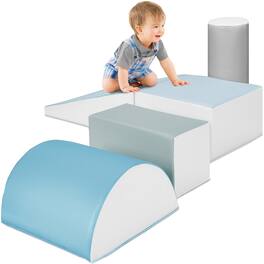 Best Choice Products - 5-Piece Kids Climb & Crawl Soft Foam Block Playset Structures for Child Development - Blue
