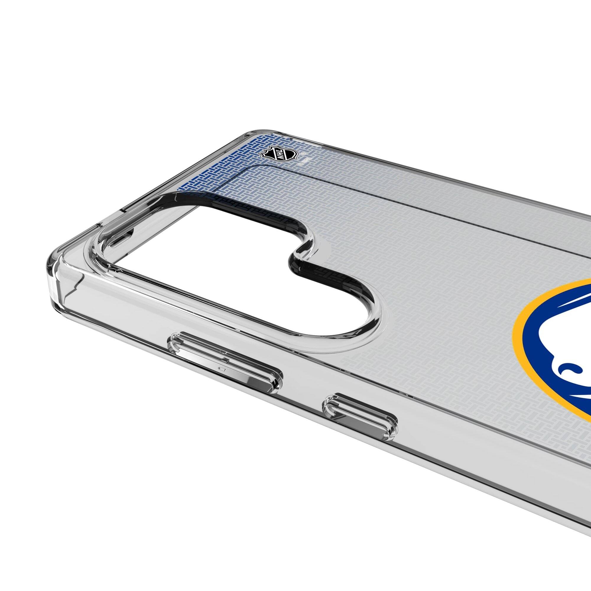 Alt View 2. Keyscaper - Buffalo Sabres Linen Logo Galaxy Clear Case - S24 Ultra - Multicolor.