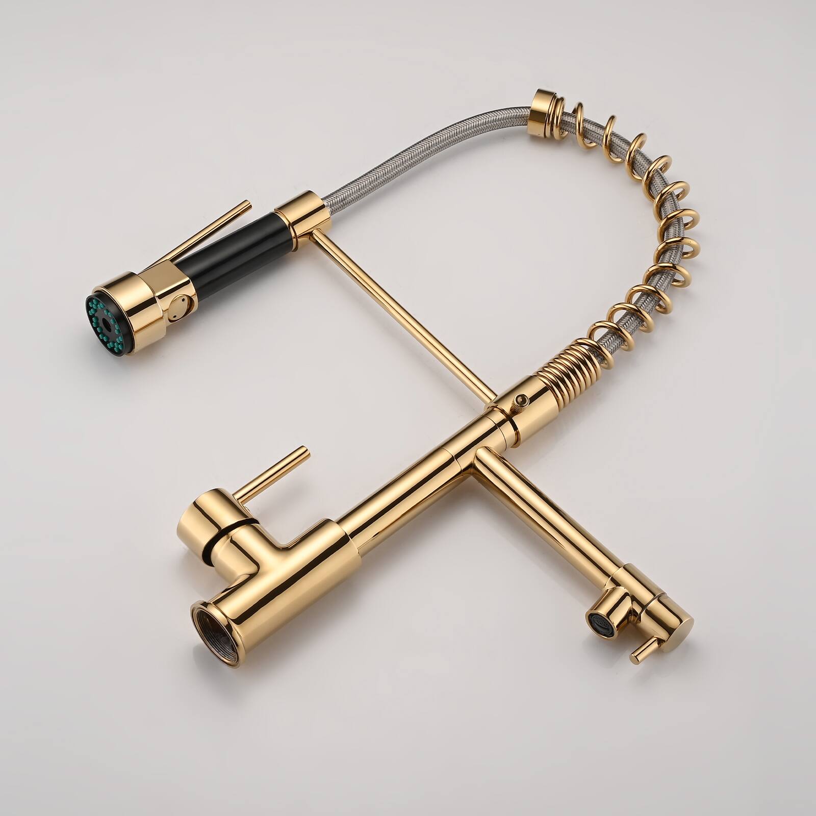 Alt View 2. Siljoy - Commercial Pull Down Kitchen Sink Faucet Single Handle Modern Kitchen Faucets - Polished Golden.