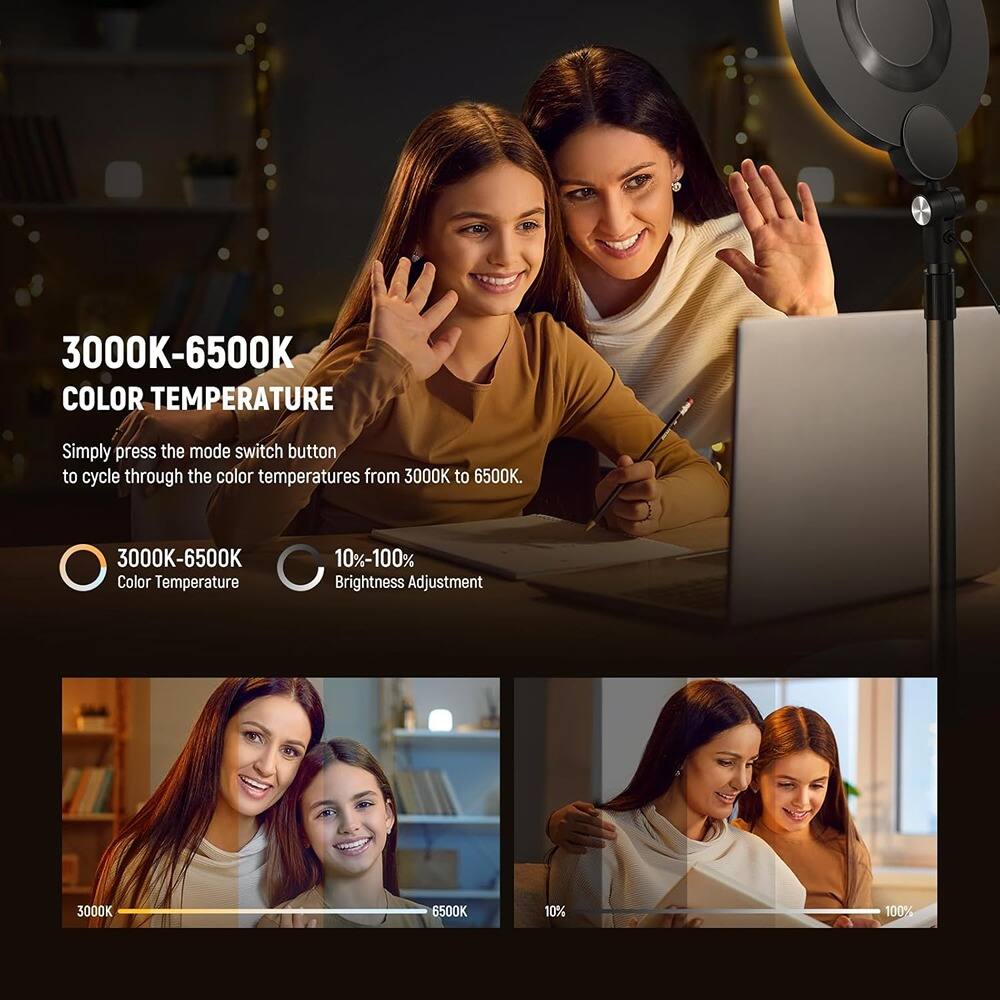 3000K-6500K COLOR TEMPERATURE

Simply press the mode switch button to cycle through the color temperatures from 3000K to 6500K.

3000K-6500K Color Temperature

10%-100% Brightness Adjustment

3000K 6500K

10% 100%