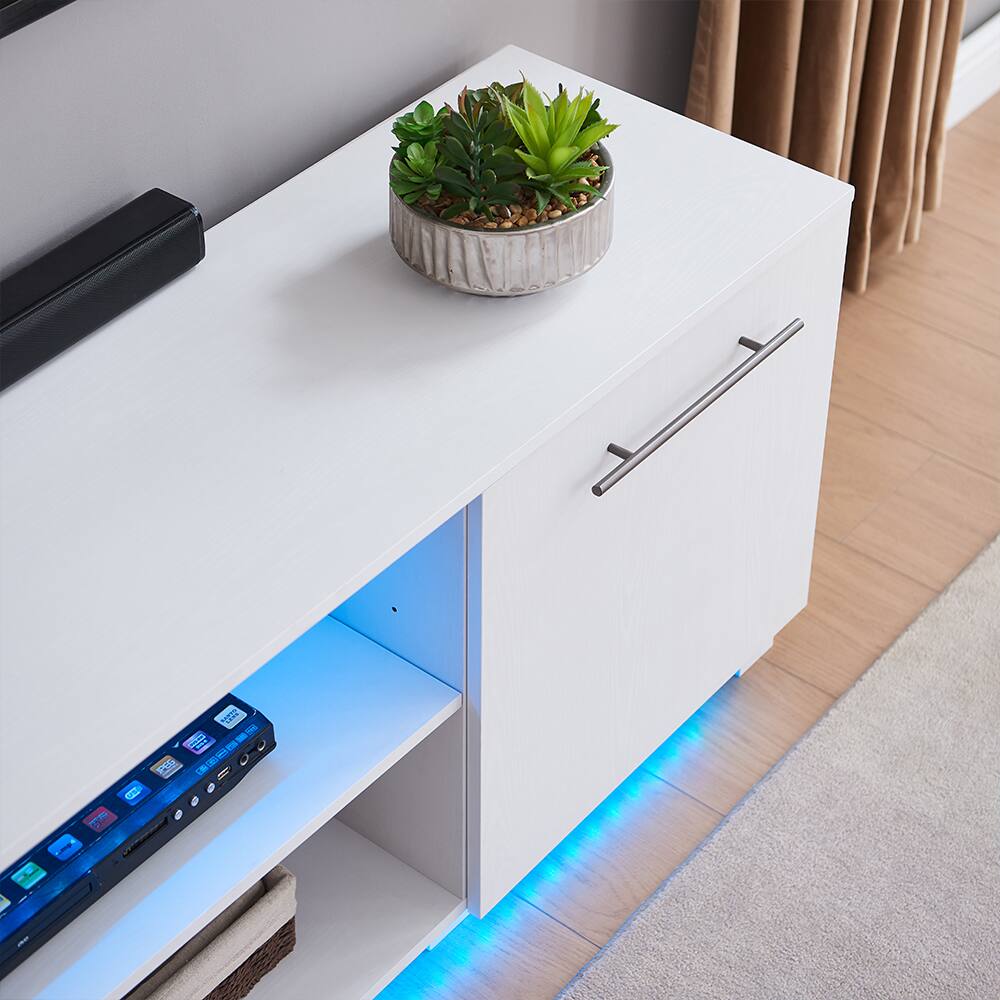 Left. Living Essentials Corp - Medford TV Console White - White.