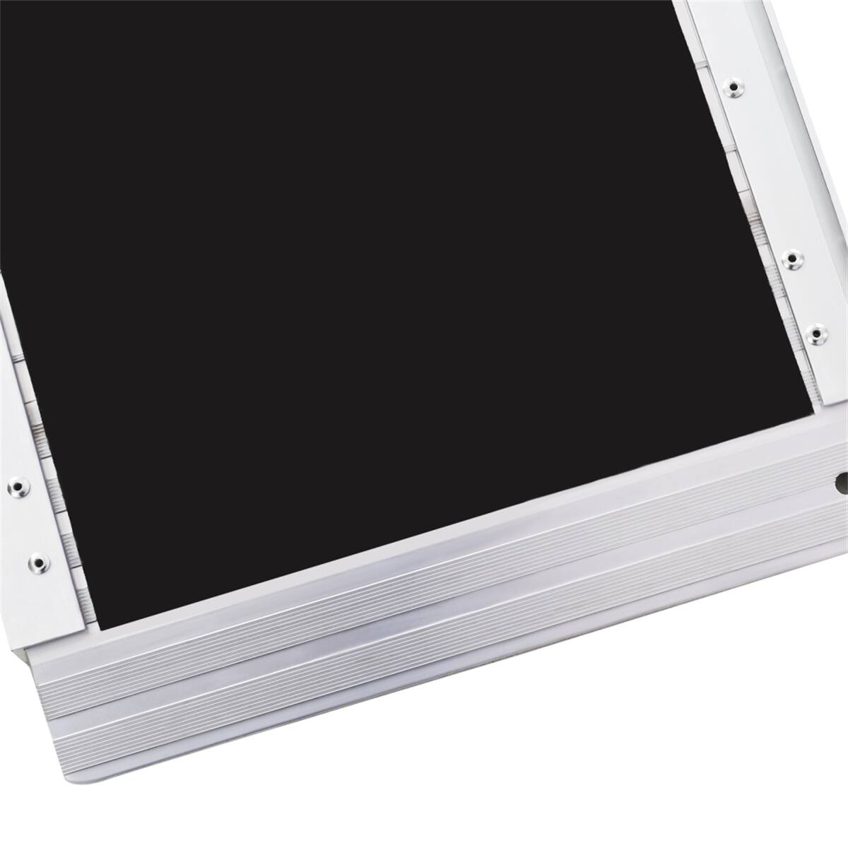 Alt View 2. HTUTWOO - Wheelchair Ramp 5ft - Foldable Threshold Ramp, 600 Pound Capacity, Non-Skid Surface, Two Separate Pieces for Home Steps - Silver.