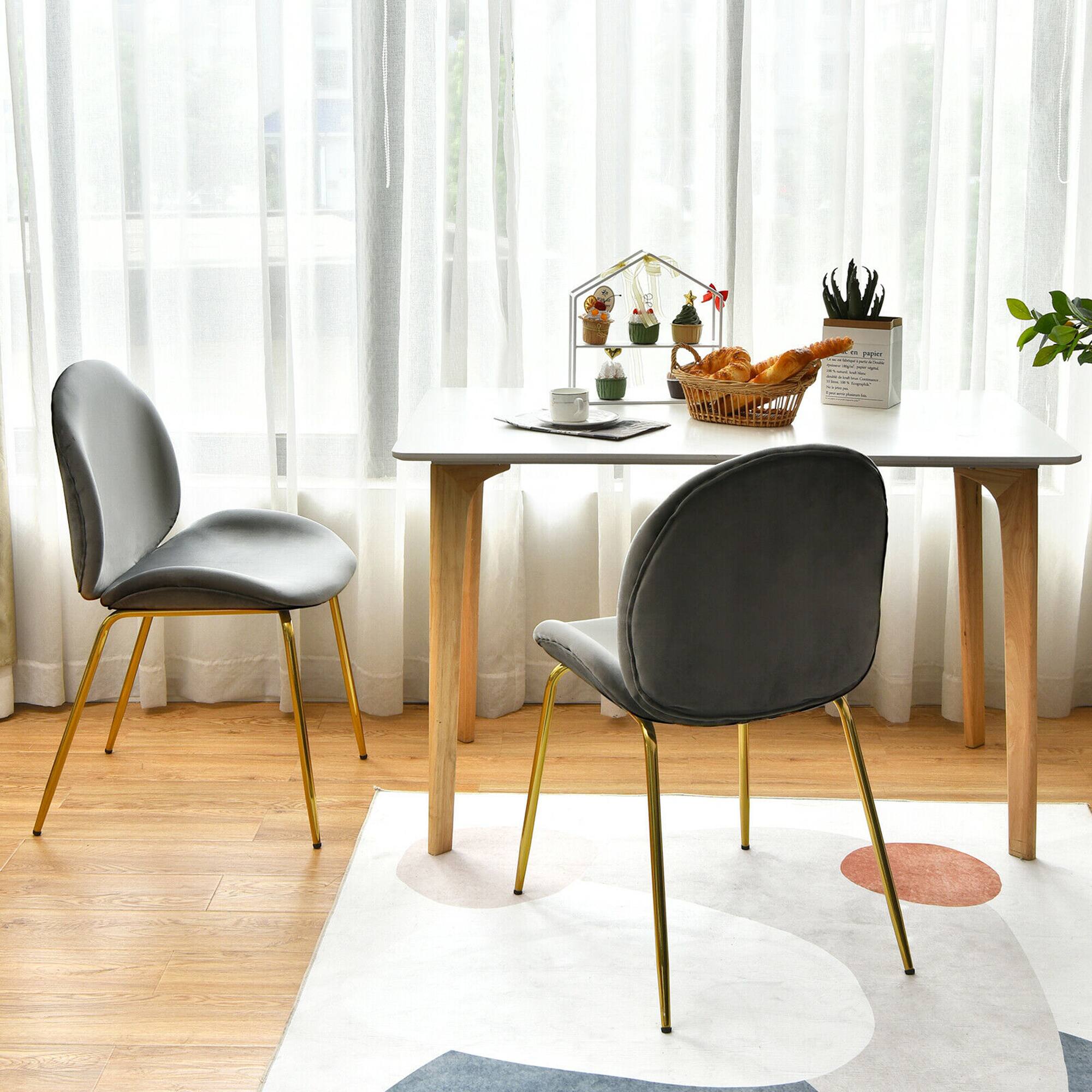 Alt View 4. Gymax - Gymax 4PCS Velvet Dining Chair Accent Leisure Chair Armless Side Chair Grey - Grey.