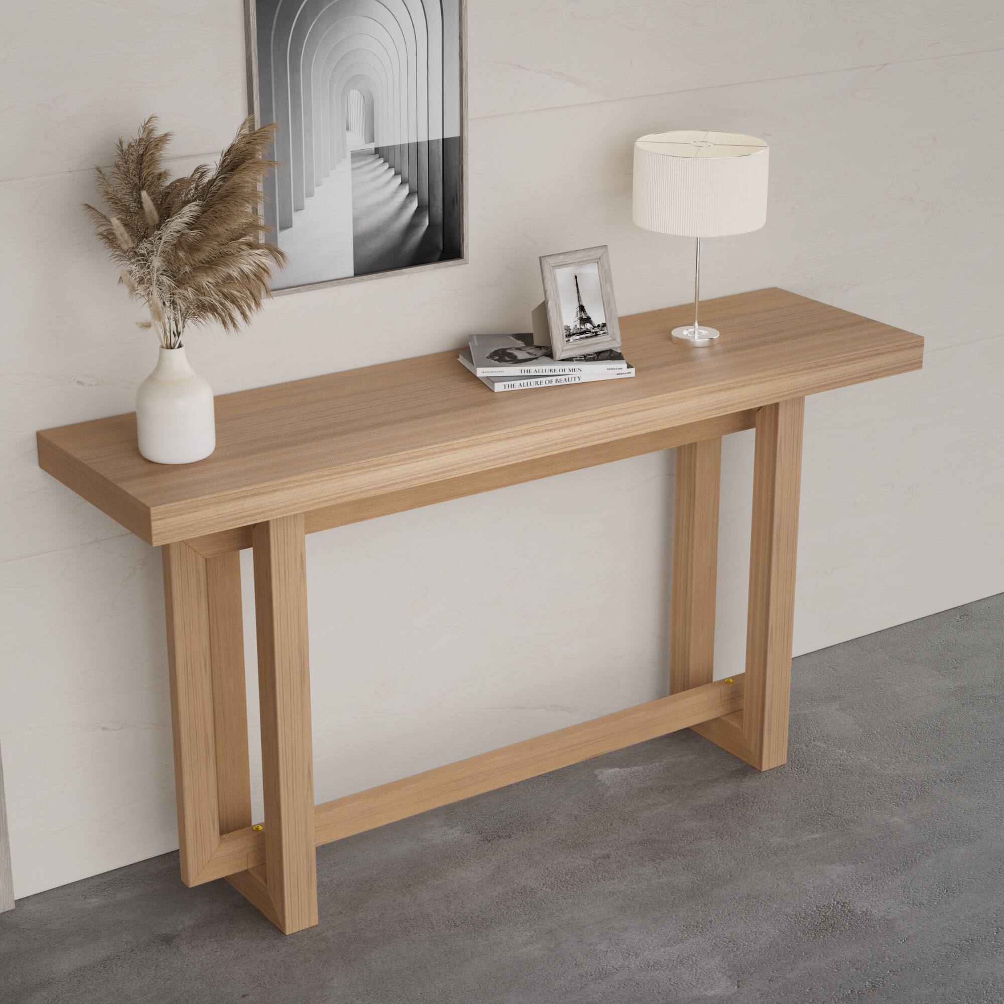 Alt View 4. TinyHomie - 59.05inch MDF Console Table Narrow Entryway Table for Hallway Behind The Couch Living Room Foyer Easy Assembly - Oak.