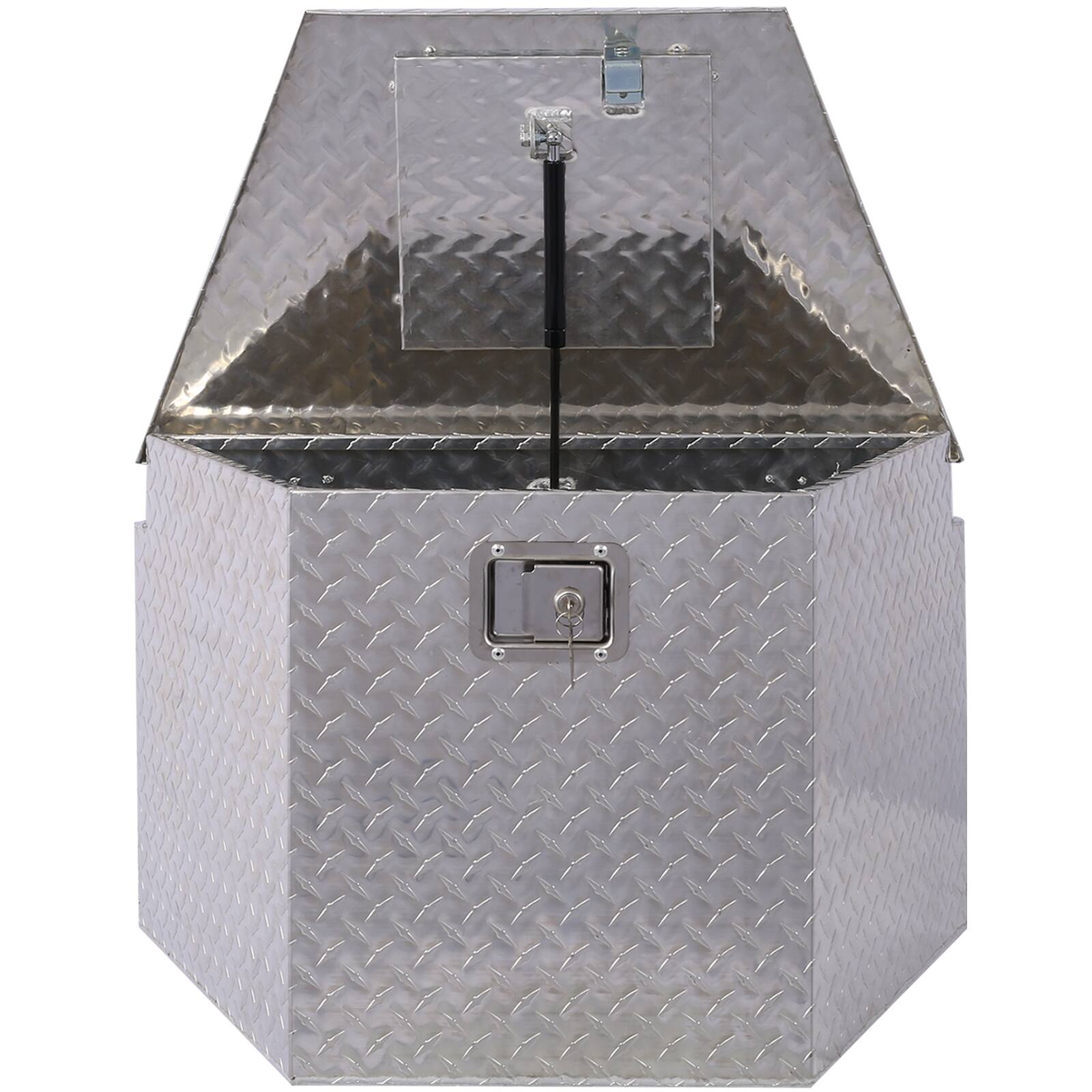 Angle. APRILSOUL - 29 Inch Aluminum Truck Tool Box Lightweight Corrosion Resistant Versatile Mounting - Silver.