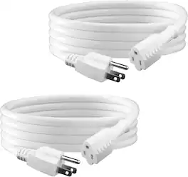 BN-LINK - 2-Pack 10ft Outdoor Extension Cord, 16/3 SJTW, 3-Prong, Weather Resistant, Flame Retardant - White