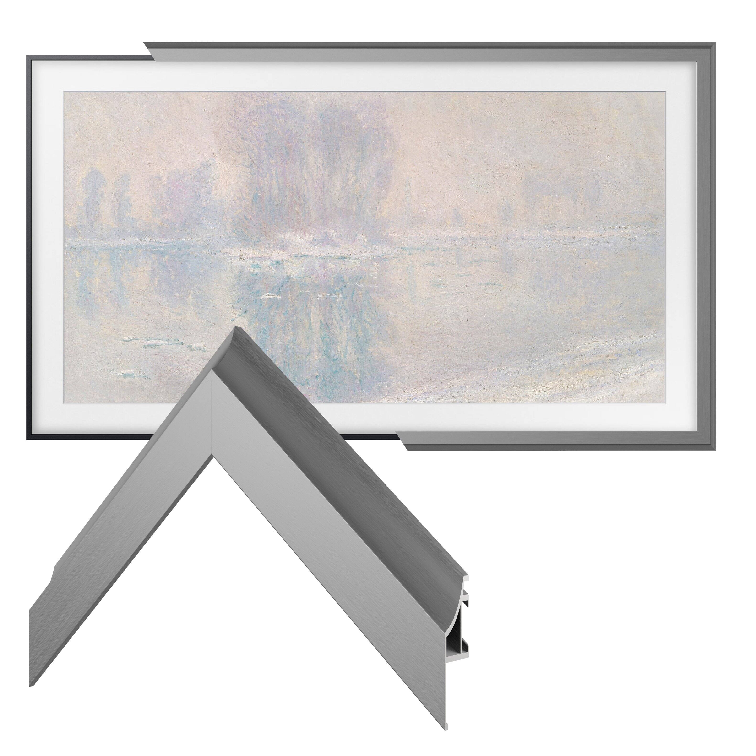 Left. Deco TV Frames - Alloy Scoop Bezel for Samsung The Frame and Frame Pro TV - 55" - Graphite.