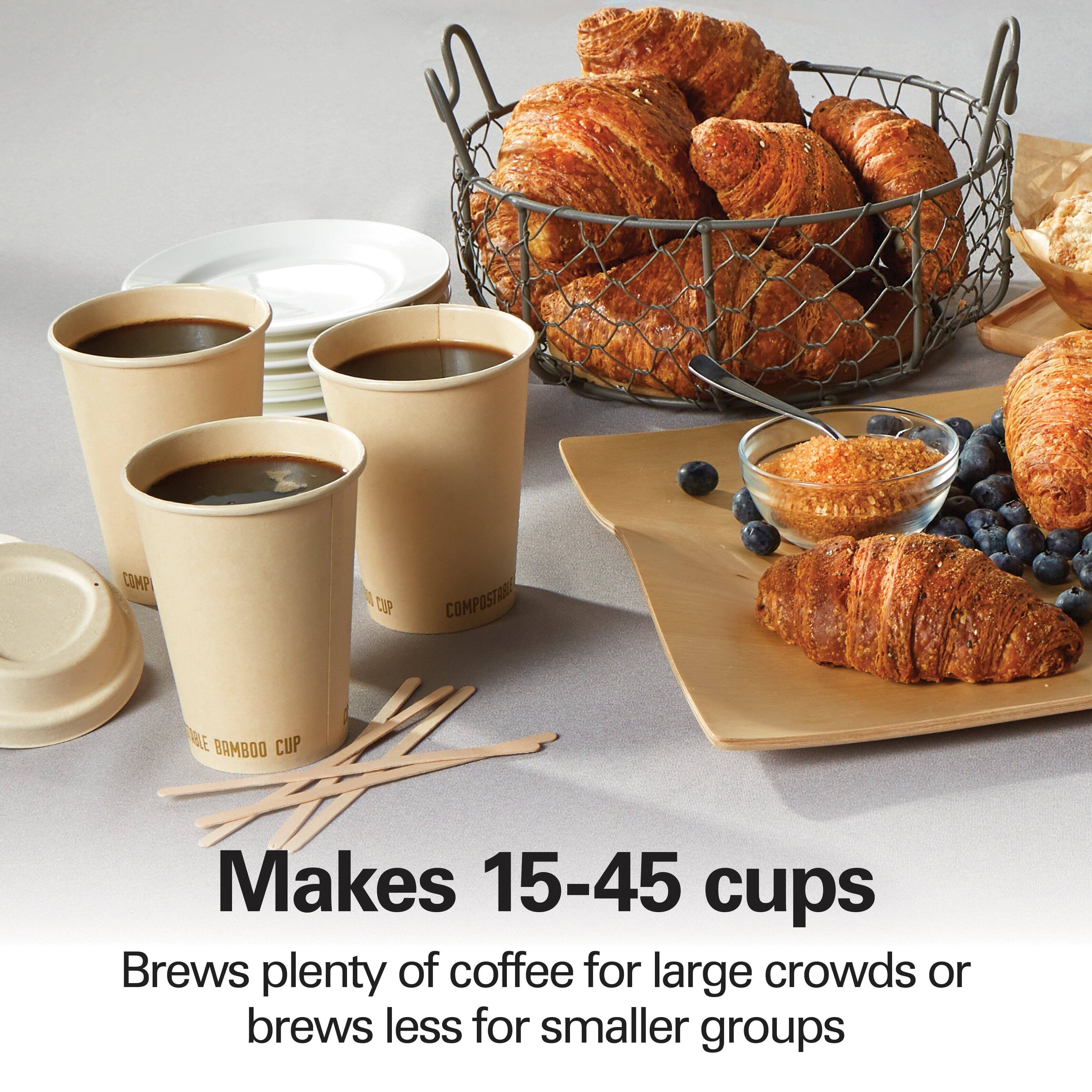 COMP P COMPOSTA TE BAMBOO CUP  
Makes 15-45 cups  
Brews plenty of coffee for large crowds or brews less for smaller groups