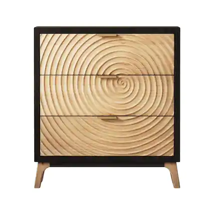 Front. COZAYH - COZAYH 3 Drawer Farmhouse Nightstand Wood Storage Cabinet Accent Chest, Black - Wood, Black.