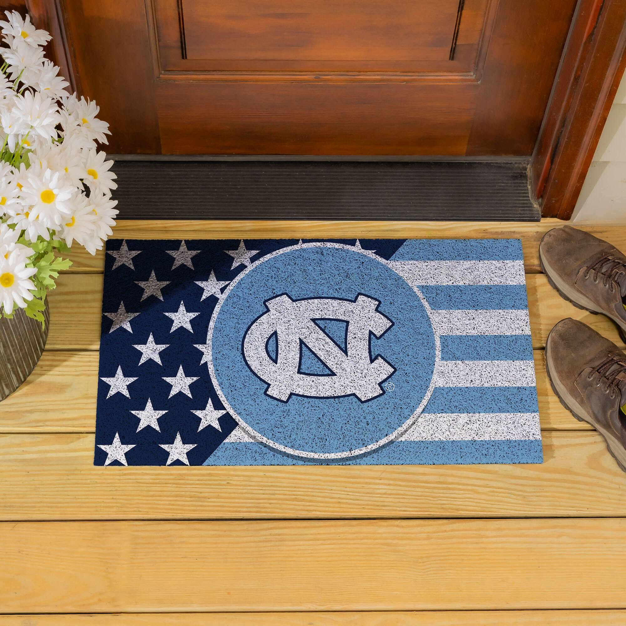 Alt View 3. Evergreen Enterprises - North Carolina Tar Heels 16" x 28" Stars & Stripes Patriotic Turf Mat - Multicolor.