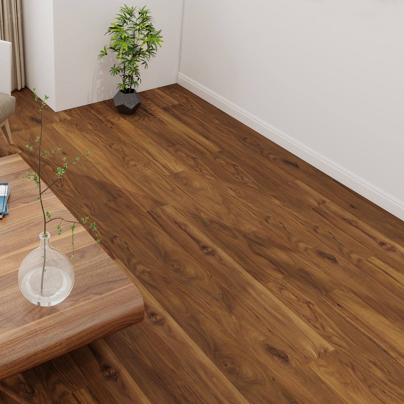 Angle. Dotfloor - Superoak Lite Laminate Flooring - 48"x7.7" Planks, 10 Planks/Box (25.6 sq ft/Box), 9.5mm Thick, AC4 Wear Rating - Cove Oak.