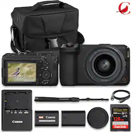 Bundle - Canon - EOS R6 V Mirrorless Camera with RF Lens, 128GB Memory Card & Extra Battery - Black