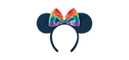 Disney - Parks Blue Minnie Mouse Pride Rainbow Bow Ears Headband Ears