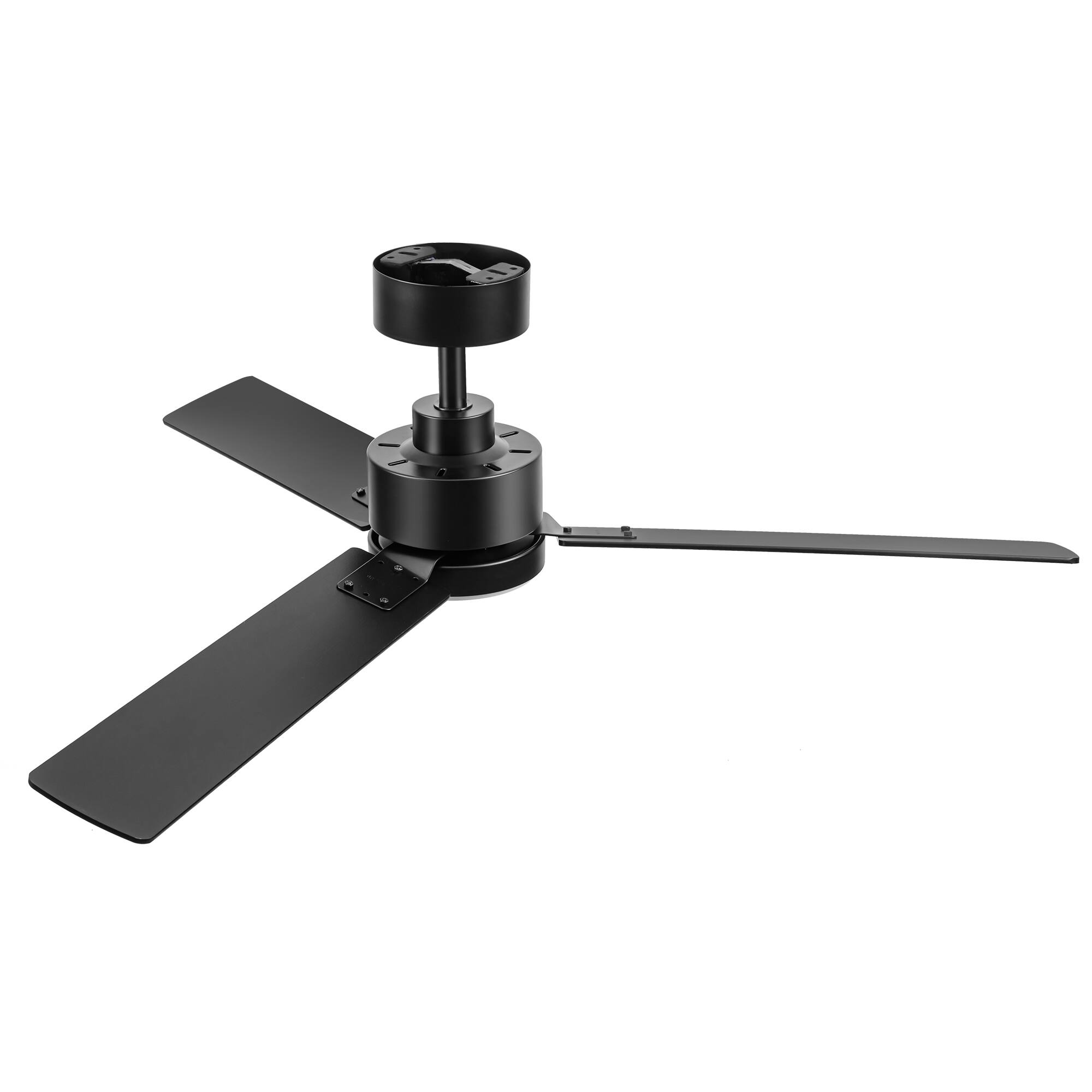 Alt View 9. Breezary - 48-Inch Indoor Ceiling Fan with 3 Plywood Blades, DC Motor, 6-Speed Remote, 5'' Downrod,  Light/No Light, 1 or 2-Pack - Black (With Light).