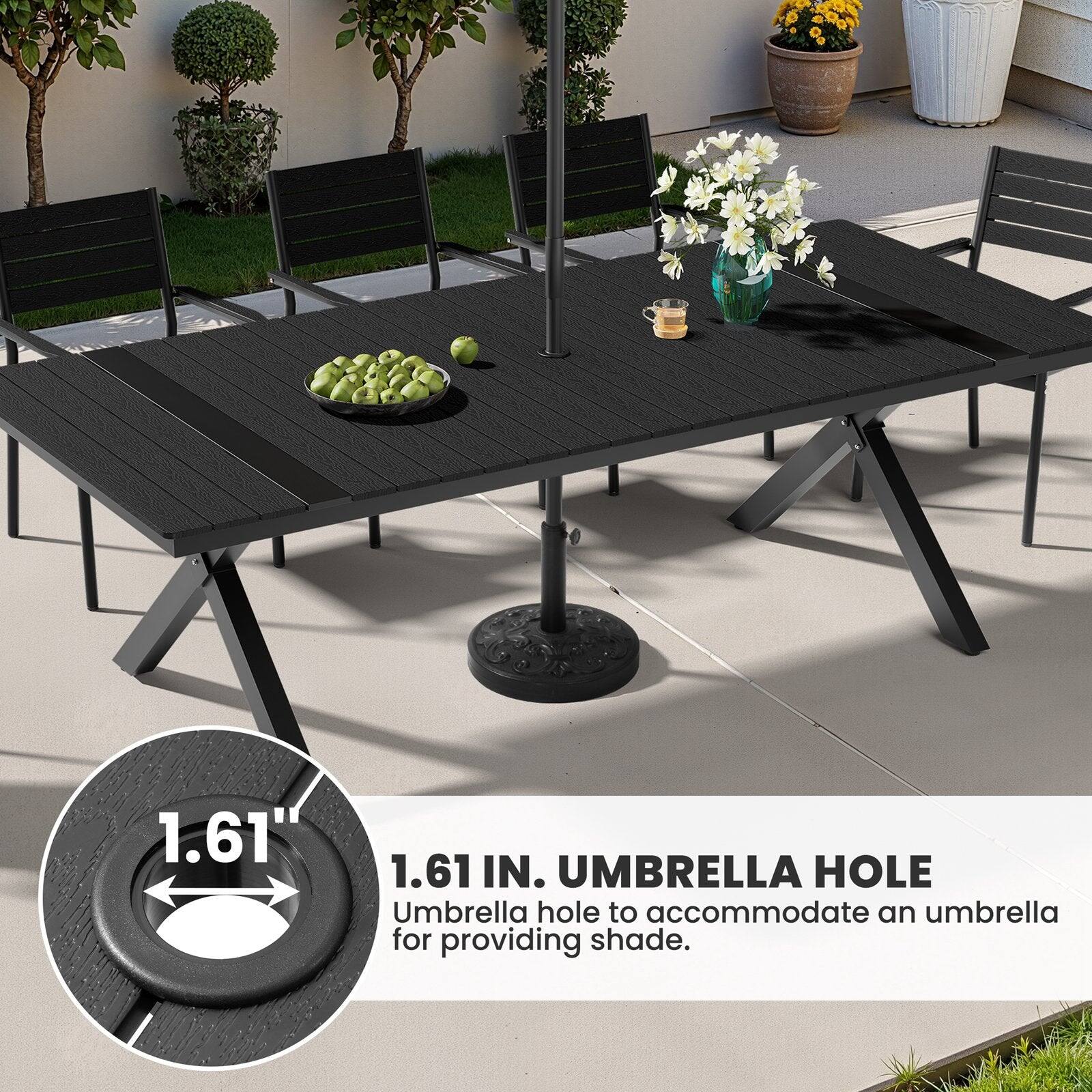 1.61"  
1.61 IN. UMBRELLA HOLE  
Umbrella hole to accommodate an umbrella for providing shade.