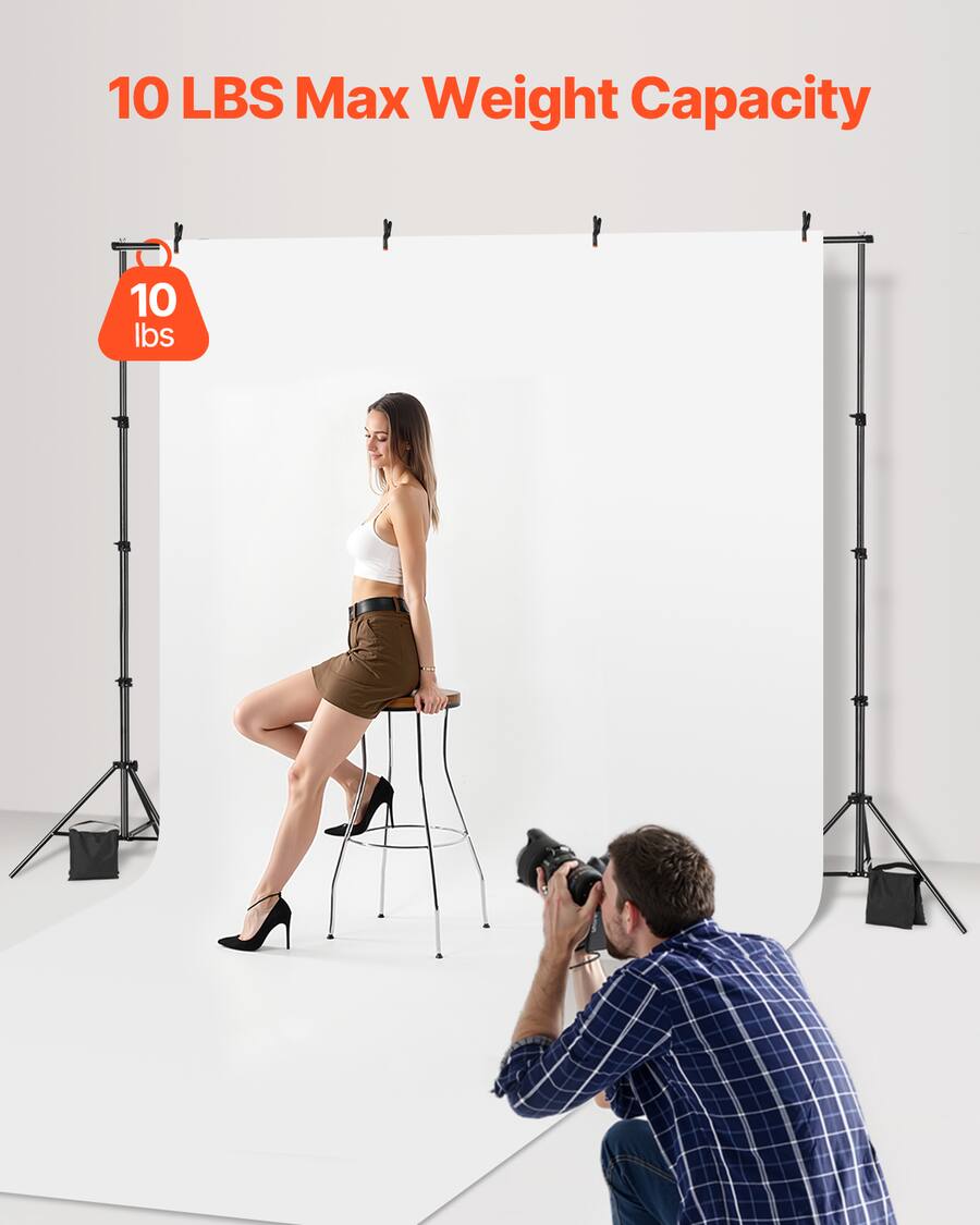 VEVOR Backdrop Stand, 7 x 10 ft Adjustable Photo Backdrop Stand Kit ...
