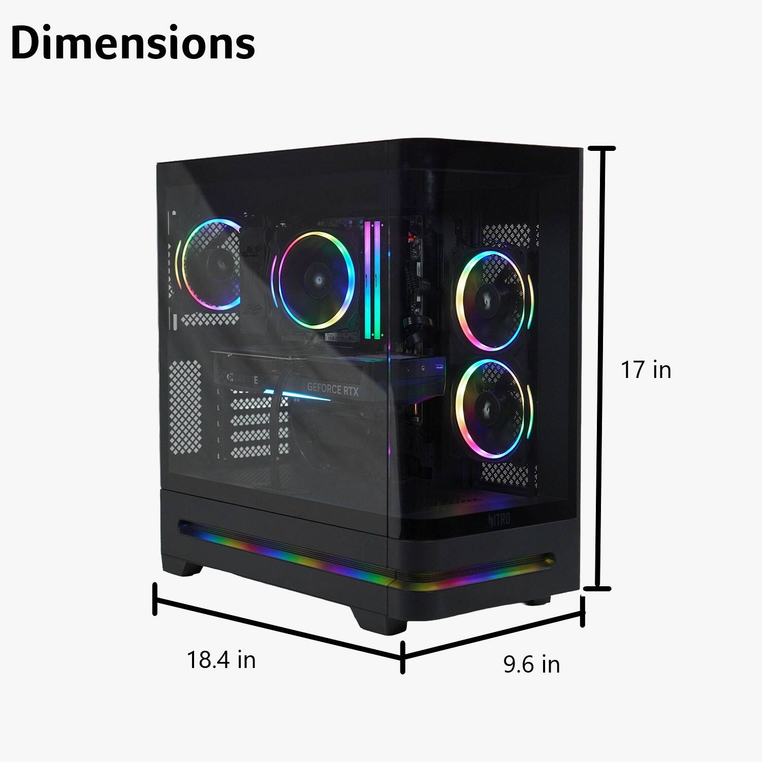 Dimensions  
17 in  
18.4 in  
9.6 in