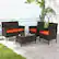 Alt View 1. Costway - Costway 4 PCS Patio Furniture Set with Washable Cushions and Tempered Glass Coffee Table - Orange.