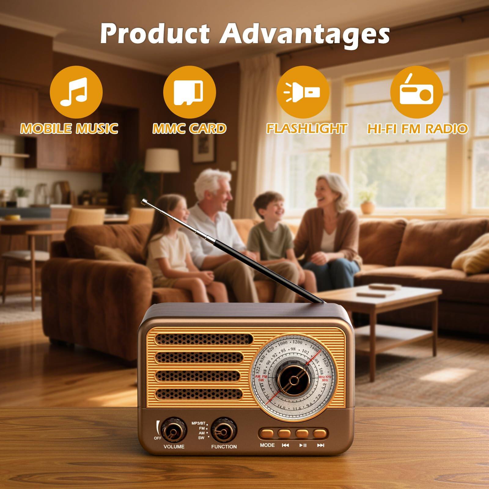 Product Advantages

- MOBILE MUSIC
- MMC CARD
- FLASHLIGHT
- HI-FI FM RADIO