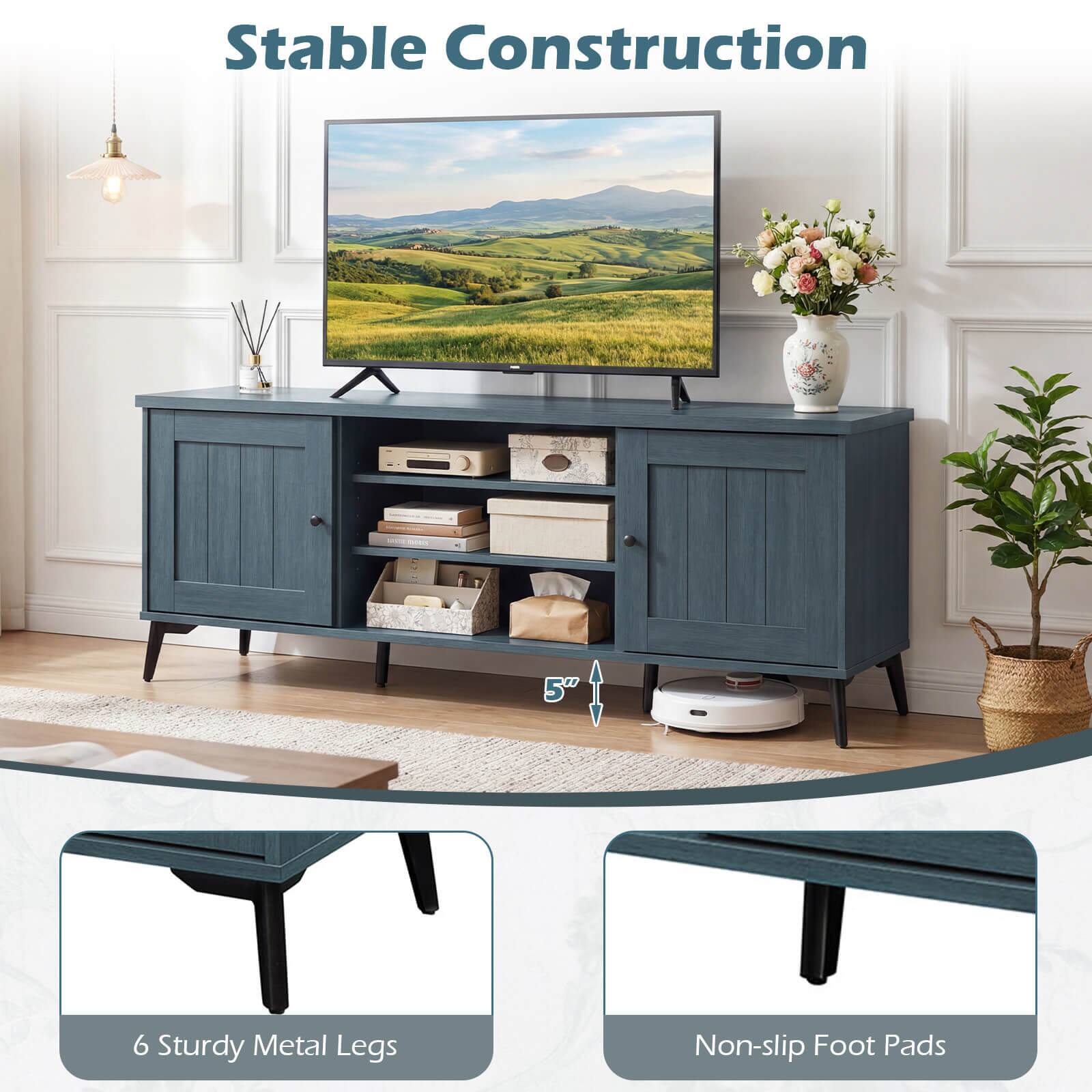 Stable Construction  
5"  
6 Sturdy Metal Legs  
Non-slip Foot Pads