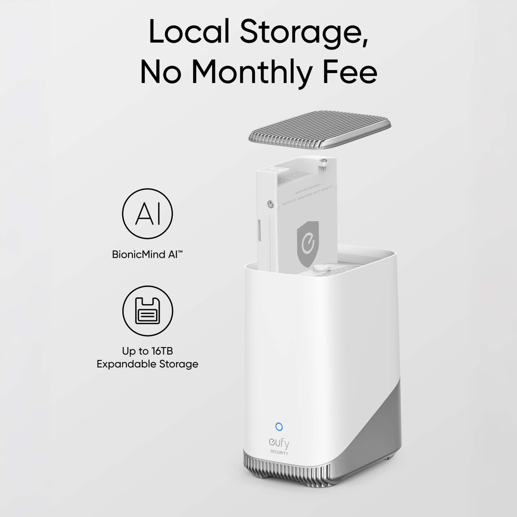 Local Storage, No Monthly Fee AI - BionicMind AlT Up to 16TB Expandable Storage O cufy SECURITY