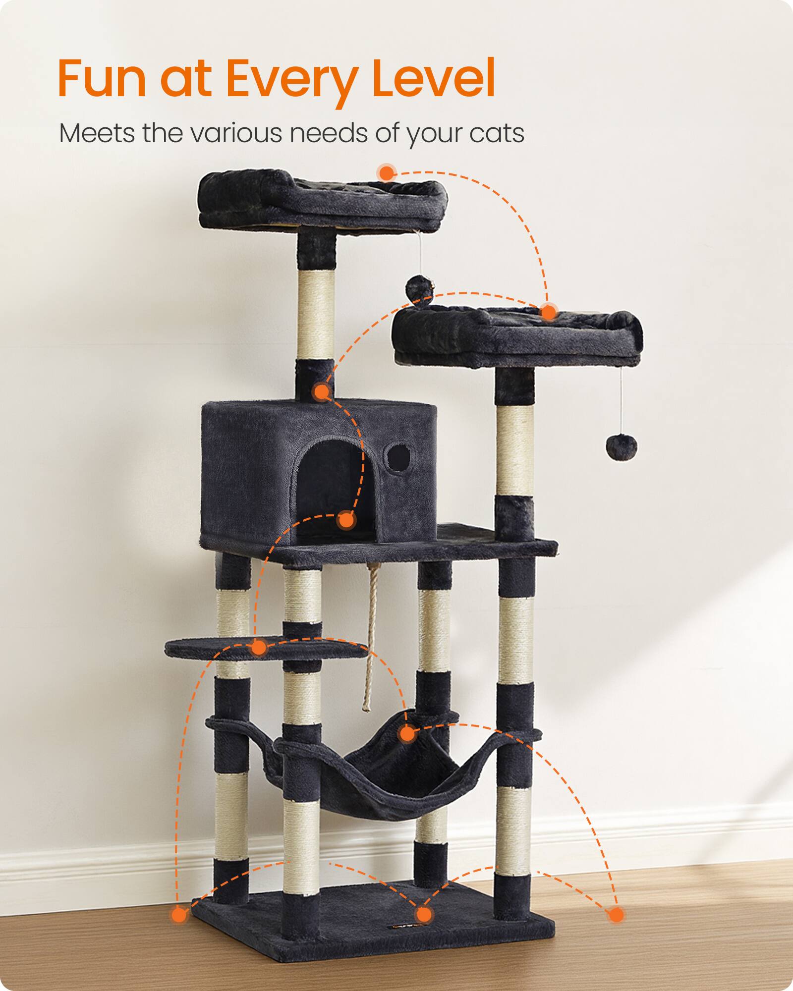 Fun at Every Level  
Meets the various needs of your cats