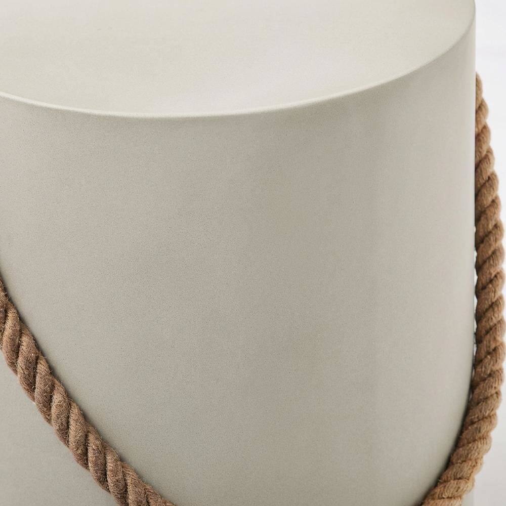 Alt View 1. Outdoor Escape - Concrete Side Table With Rope Detail For Indoor And Outdoor Use - Gray.