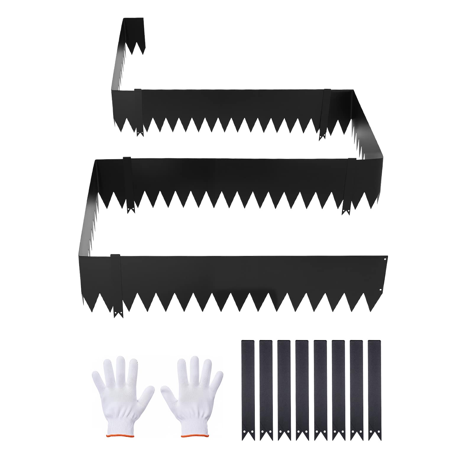 VEVOR - Galvanized Steel Landscape Edging, 6-Pack 40 x 10 Inch Metal Edging for Landscaping with 8 Mounting Clips - Black