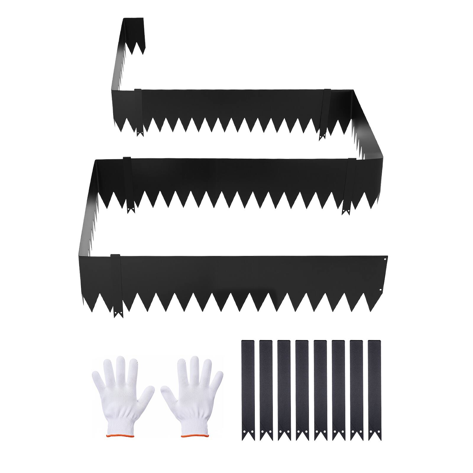 Front. VEVOR - Galvanized Steel Landscape Edging, 6-Pack 40 x 10 Inch Metal Edging for Landscaping with 8 Mounting Clips - Black.